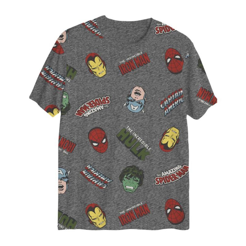 Marvel Big Boys Marvel Logo All Over Print Short Sleeve Graphic T-Shirt